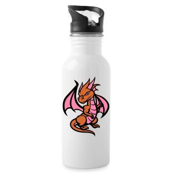 Kleiner Drachen - Trinkflasche mit integriertem Trinkhalm - Weiß - Rechts