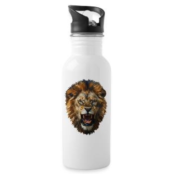 Lion's Head - Water bottle with straw - white - Right