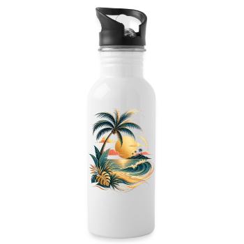 T-shirt premium de plage Sun Wave Palm Trees pour les Fêtes - Gourde avec paille intégrée - blanc - Droite