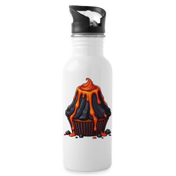 Volcanic Lava Cupcake - Water bottle with straw - white - Right
