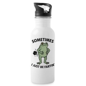 Frog Saying Humor Sometimes I Just Be Fartin - Water bottle with straw - white - Right