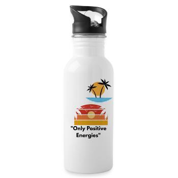 Westen über Palm Beach - Trinkflasche mit integriertem Trinkhalm - Weiß - Rechts