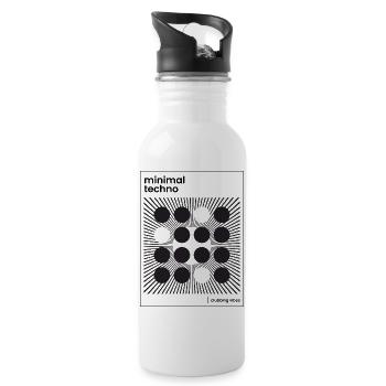 Minimal-Techno-Poster - Trinkflasche mit integriertem Trinkhalm - Weiß - Rechts