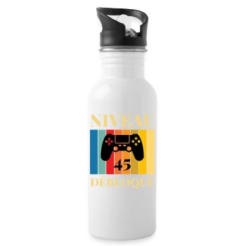 Niveau 45 Debloque T-Shirt Cadeau Humour - Gourde avec paille intégrée - blanc - Droite