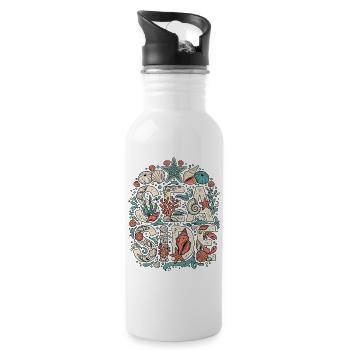 Mer et coquillages - Gourde avec paille intégrée - blanc - Droite
