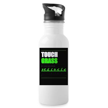 TOUCH GRASS – Glitch Streetwear Shirt - Trinkflasche mit integriertem Trinkhalm - Weiß - Rechts