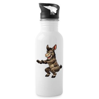 Esel macht Sport - Trinkflasche mit integriertem Trinkhalm - Weiß - Rechts