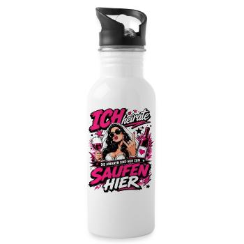 Ich heirate die anderen zum Saufen hier JGA Braut - Trinkflasche mit integriertem Trinkhalm - Weiß - Rechts
