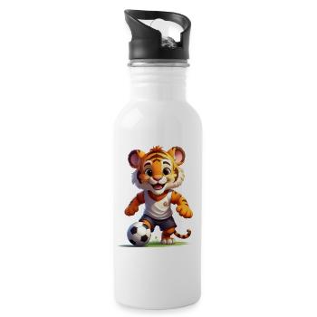 Little tiger playing football - Water bottle with straw - white - Right
