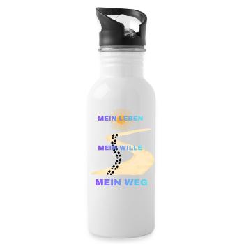 Mein Leben Mein Wille Mein Weg - Trinkflasche mit integriertem Trinkhalm - Weiß - Rechts
