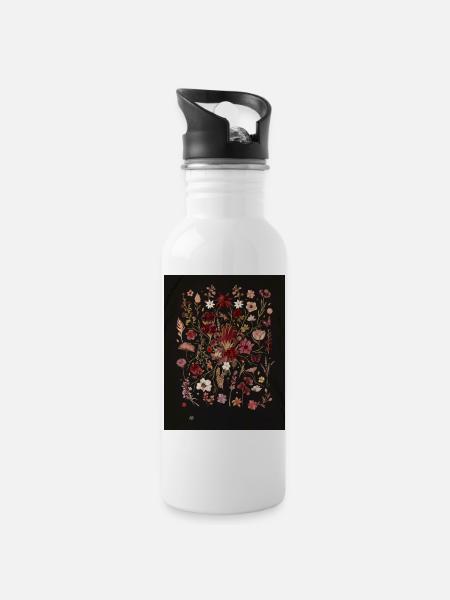 Night flower garden - Water bottle with straw - white