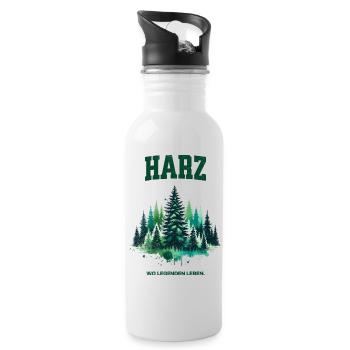 Harz - Wo Legenden leben, Waldliebe Wander Shirt - Trinkflasche mit integriertem Trinkhalm - Weiß - Rechts