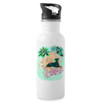 Quickleber Lobo - Chien au motif papillon - Gourde avec paille intégrée - blanc - Droite