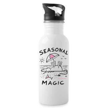 Dead Unicorn: Saisonale Magie am Strand - Trinkflasche mit integriertem Trinkhalm - Weiß - Rechts