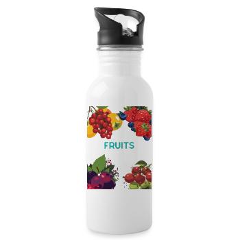Fruits Colorés - Thème Tropical - Gourde avec paille intégrée - blanc - Droite