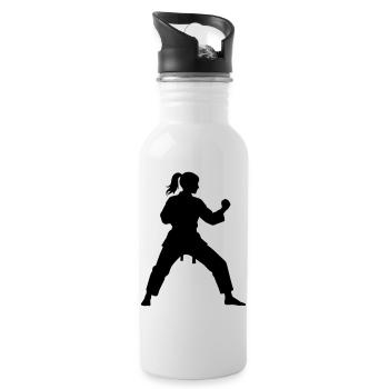 karate_woman - Water bottle with straw - white - Right
