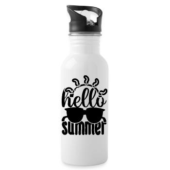 Hello Summer Sunglasses SVG Design - Water bottle with straw - white - Right