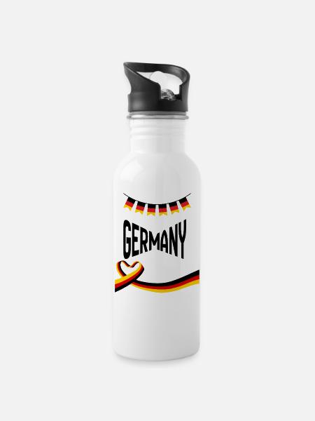 T_ShirtGEMANY - Water bottle with straw - white