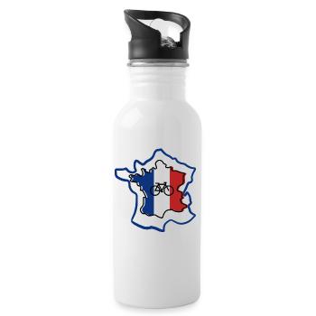 France Cycling – Bicycle Rider Design - Water bottle with straw - white - Right