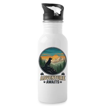 Wandern – Outdoor-Abenteuer – Abenteuer erwartet dich - Trinkflasche mit integriertem Trinkhalm - Weiß - Rechts