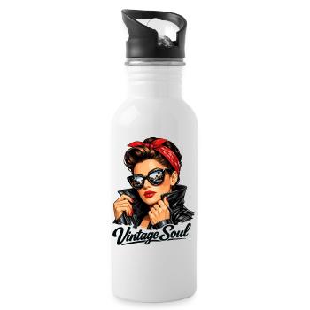 Soul Vintage – Un design stylé de pin-up rockabilly - Gourde avec paille intégrée - blanc - Droite