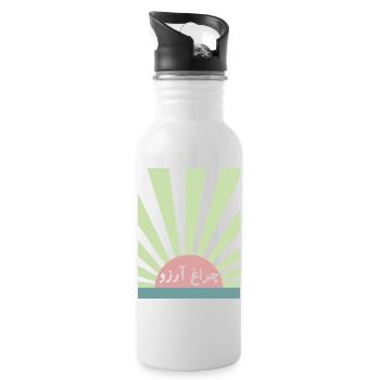 Allama Iqbal Pakistan Urdu Poetry Charagh-e-Aarzo - Water bottle with straw - white - Right
