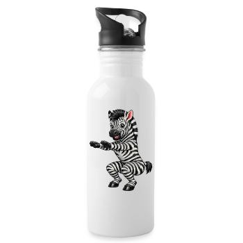 Zebra macht Kniebeuge - Trinkflasche mit integriertem Trinkhalm - Weiß - Rechts