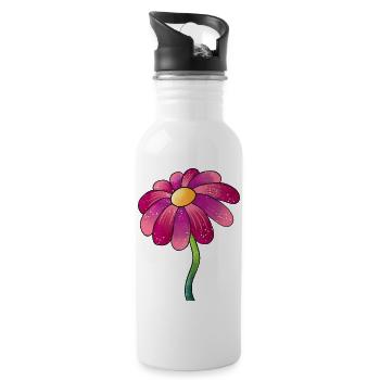 Marguerite rose scintillante - Gourde avec paille intégrée - blanc - Droite