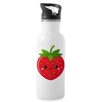 Kawaii Strawberry - Water bottle with straw - white - Right