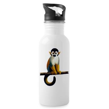 Singe écureuil - Gourde avec paille intégrée - blanc - Droite