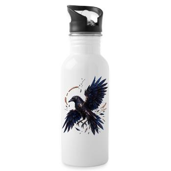 Raven Mosaic Night - Water bottle with straw - white - Right