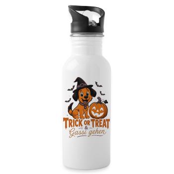 Halloween Kürbis-Gang - Trinkflasche mit integriertem Trinkhalm - Weiß - Rechts