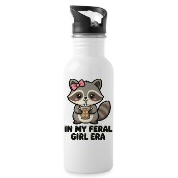 In My Feral Girl Era Waschbär - Trinkflasche mit integriertem Trinkhalm - Weiß - Rechts