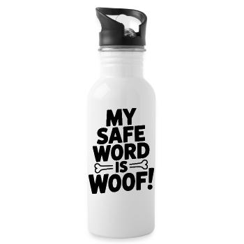 Mein Safeword ist Wuff! - Trinkflasche mit integriertem Trinkhalm - Weiß - Rechts