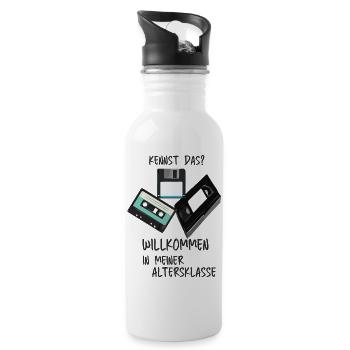 Retro Tech Humor Altersklasse - Trinkflasche mit integriertem Trinkhalm - Weiß - Rechts