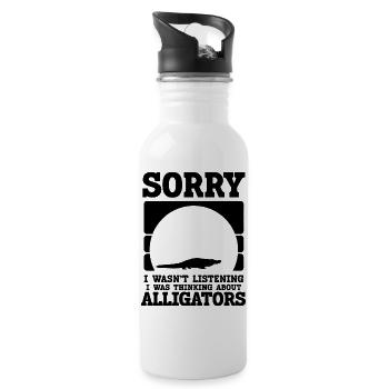 Humour de silhouette d’alligator - Gourde avec paille intégrée - blanc - Droite