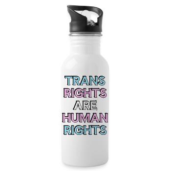 Trans-Rechte sind Menschenrechte – Trans Pride - Trinkflasche mit integriertem Trinkhalm - Weiß - Rechts