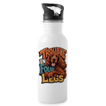 Englischer Zuspieler - Trinkflasche mit integriertem Trinkhalm - Weiß - Rechts