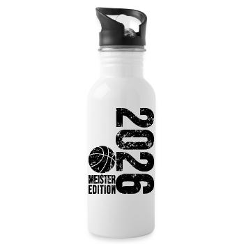 Basketball Meister Edition 2026 in schwarz  - Trinkflasche mit integriertem Trinkhalm - Weiß - Rechts