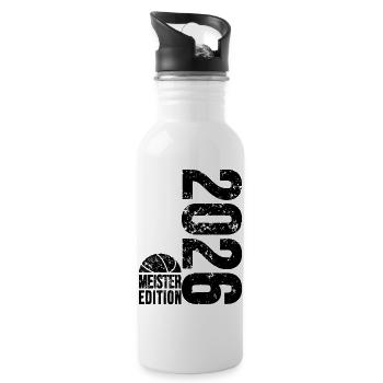 Basketball Meister Edition 2026 in schwarz  - Trinkflasche mit integriertem Trinkhalm - Weiß - Rechts