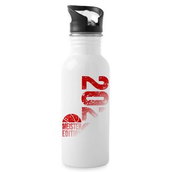 Basketball Meister Edition 2026 in rot und weiß - Trinkflasche mit integriertem Trinkhalm - Weiß - Rechts
