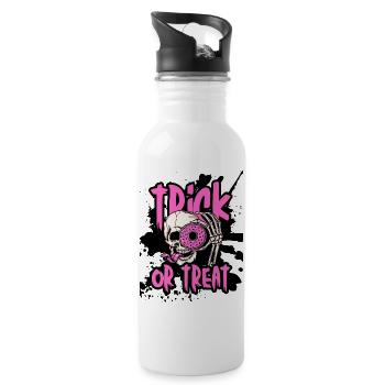 Trick Or Treat Skull Donut Halloween Geschenk - Trinkflasche mit integriertem Trinkhalm - Weiß - Rechts