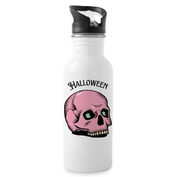 Pink Skull Halloween Totenkopf Gothic Geschenk - Trinkflasche mit integriertem Trinkhalm - Weiß - Rechts