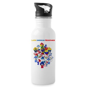 Latin American Resistance Mosaic Fist - Water bottle with straw - white - Right