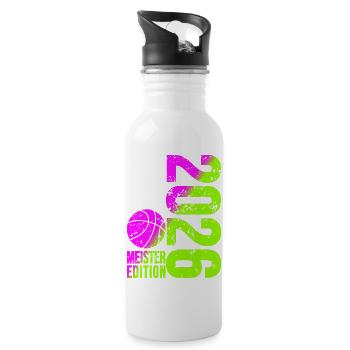 Basketball Champion Shirt 2026, lime Pink - Water bottle with straw - white - Right
