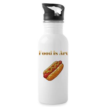 Food Is Art ... Hot Dog - Trinkflasche mit integriertem Trinkhalm - Weiß - Rechts