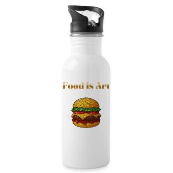 Food Is Art ... Hamburger - Trinkflasche mit integriertem Trinkhalm - Weiß - Rechts