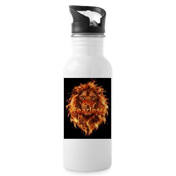Be Fearless Feuerlöwe - Trinkflasche mit integriertem Trinkhalm - Weiß - Rechts