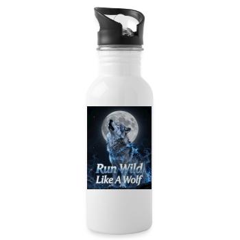 Wild wie ein Wolf – Mondnächte - Trinkflasche mit integriertem Trinkhalm - Weiß - Rechts