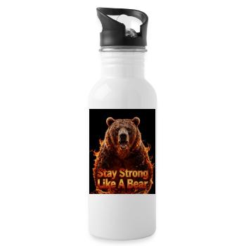 Flame Bear: Stay strong like a bear - Water bottle with straw - white - Right